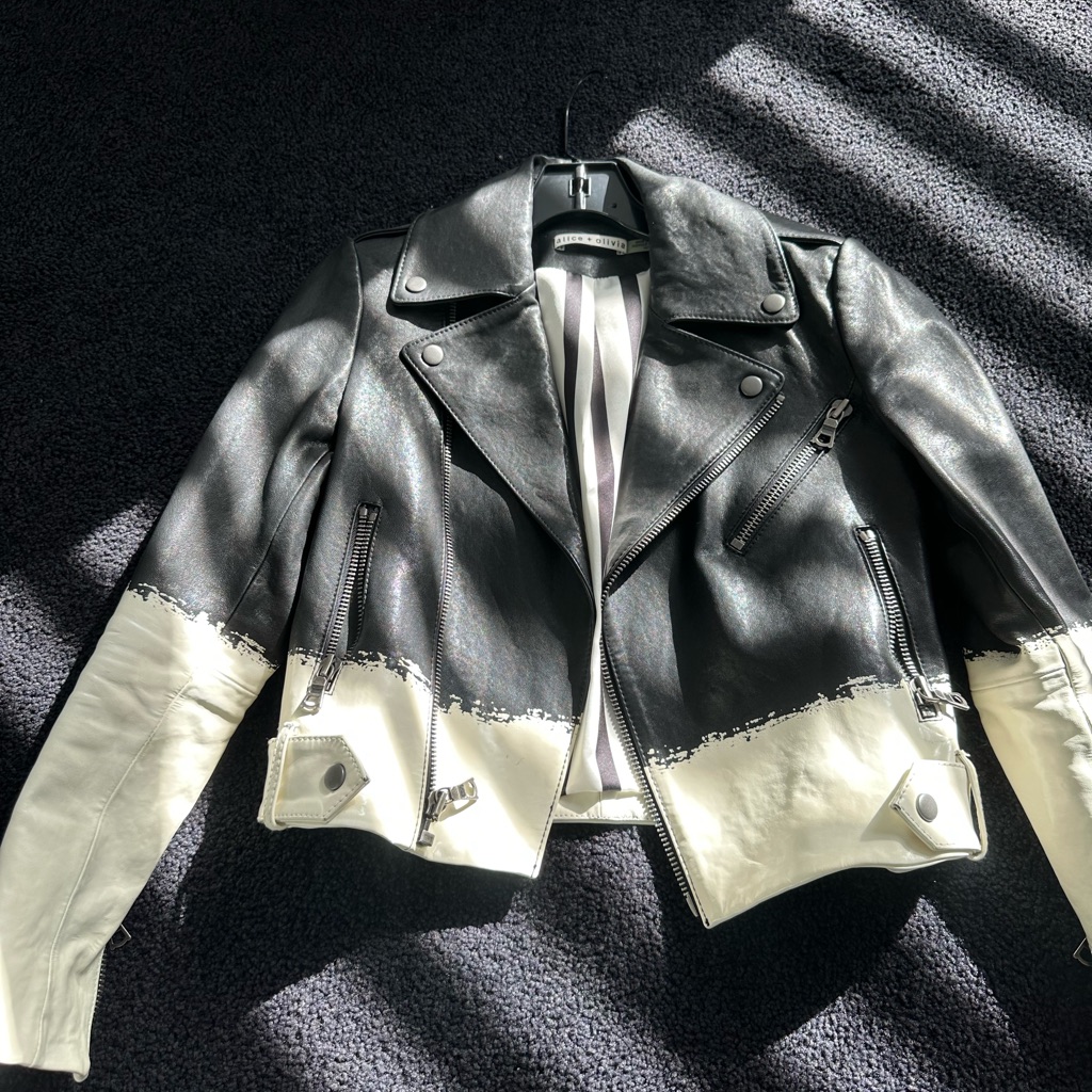 Alice And Olivia Leather Motto Jacket